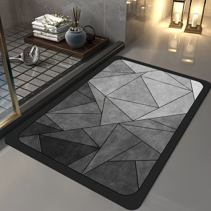 Diatomite Bath Mat Geometric Quick Dry Non Slip Bathroom Floor Rug