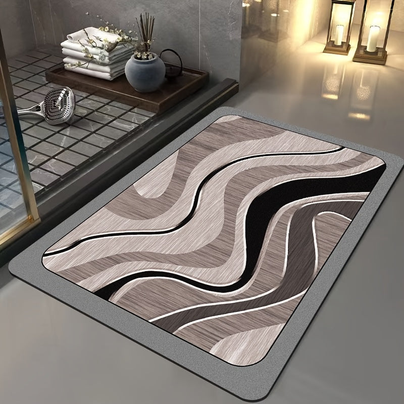 Diatomite Bath Mat Geometric Quick Dry Non Slip Bathroom Floor Rug