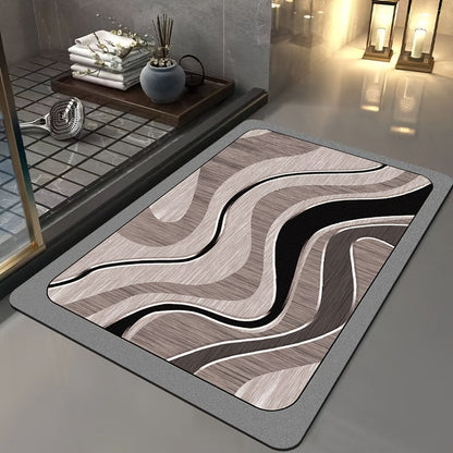 Diatomite Bath Mat Geometric Quick Dry Non Slip Bathroom Floor Rug