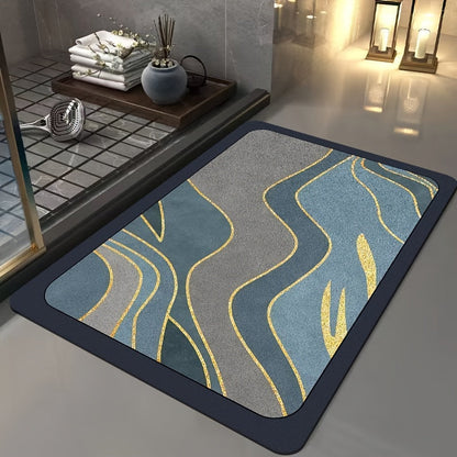 Diatomite Bath Mat Geometric Quick Dry Non Slip Bathroom Floor Rug