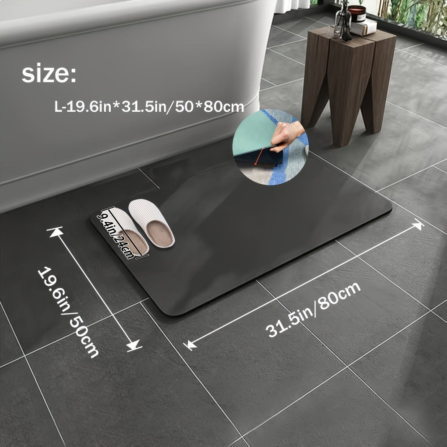 Diatomite Bath Mat Geometric Quick Dry Non Slip Bathroom Floor Rug