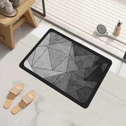 Diatomite Bath Mat Geometric Quick Dry Non Slip Bathroom Floor Rug
