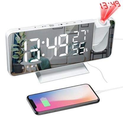 Digital Alarm Clock with LED Display Ceiling Time Projector FM Radio USB Charging Station
