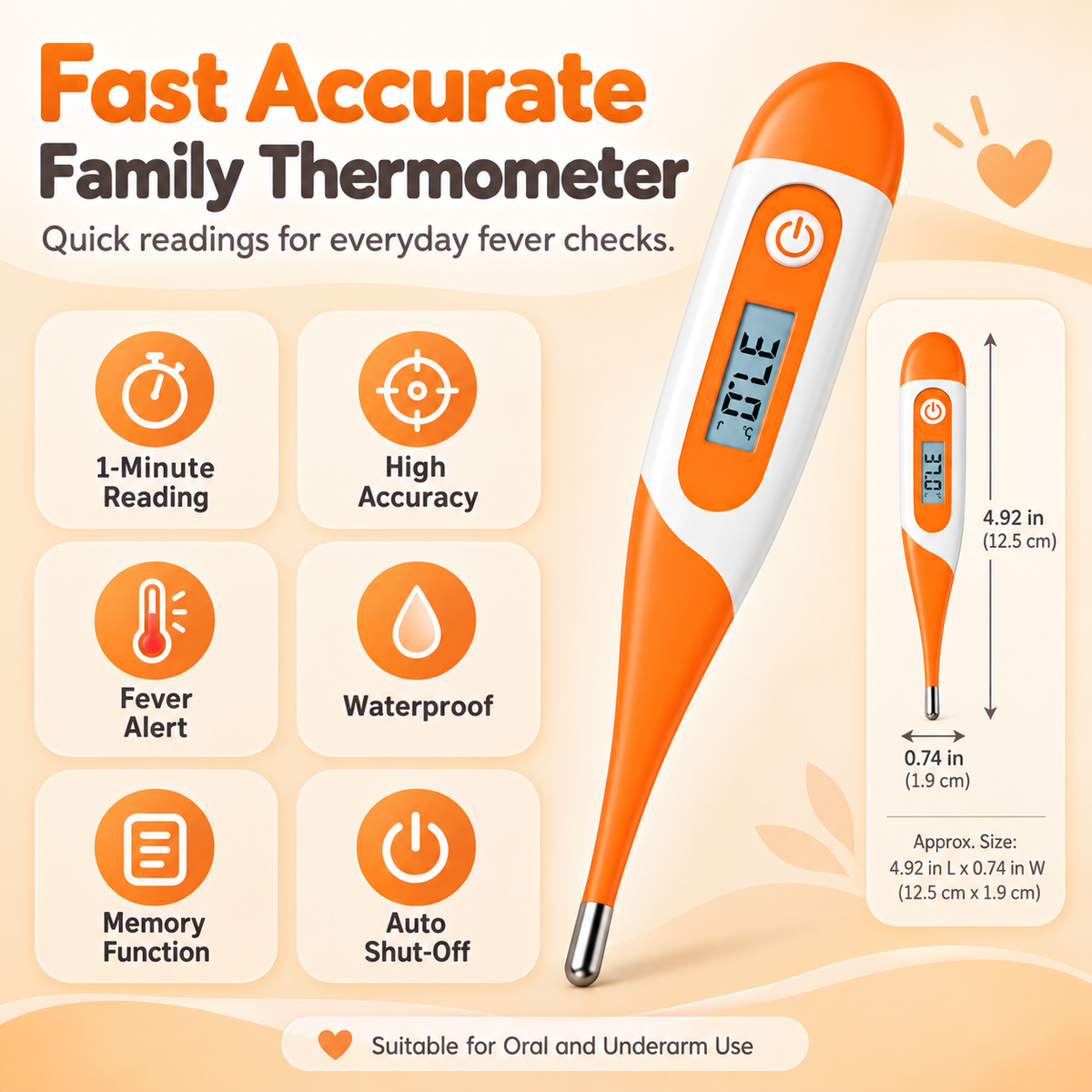 Digitale basale lichaamsthermometer met lcd-display, geluidsmelding en geheugenfunctie