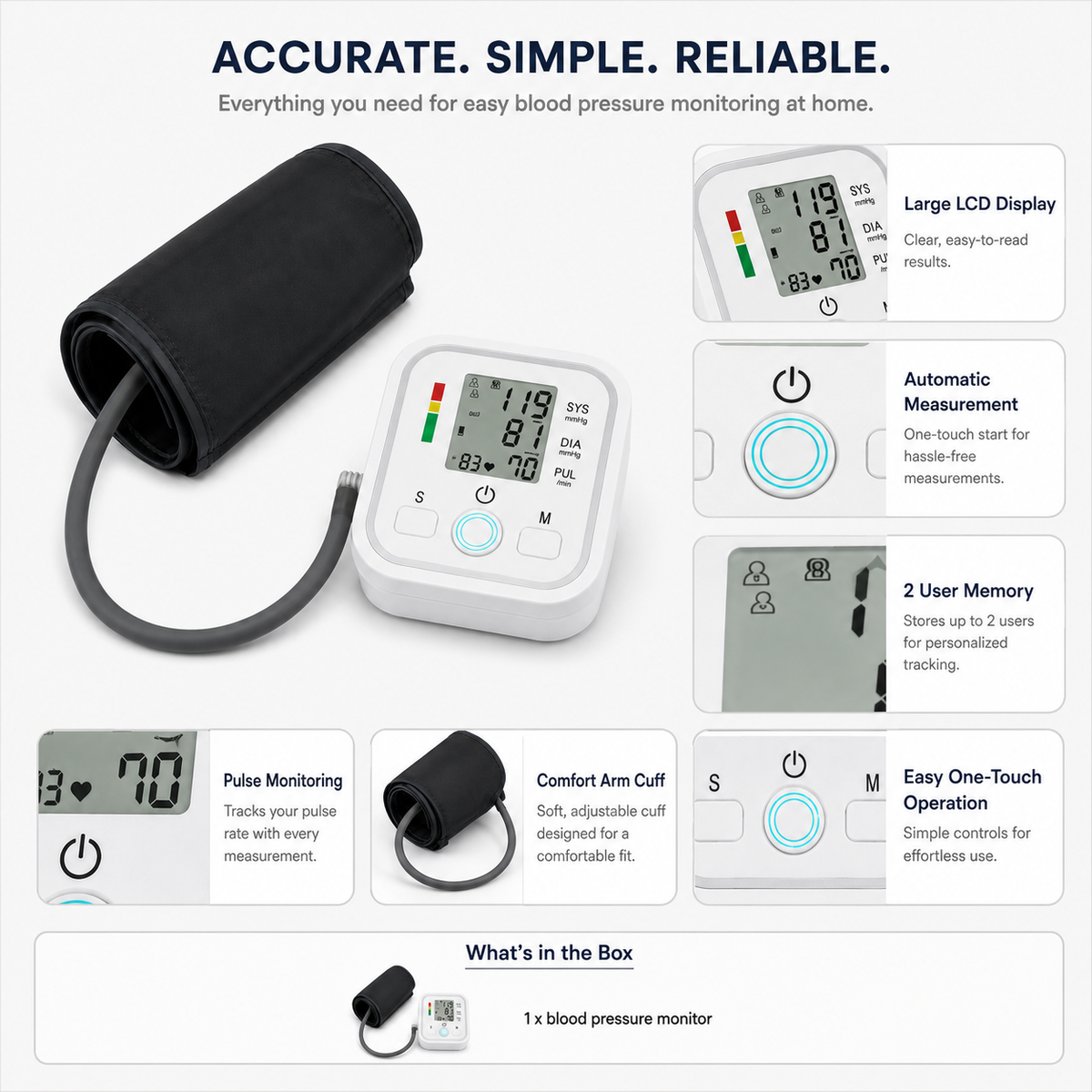 Digitale polsbloeddrukmeter met groot lcd-scherm en automatische meting