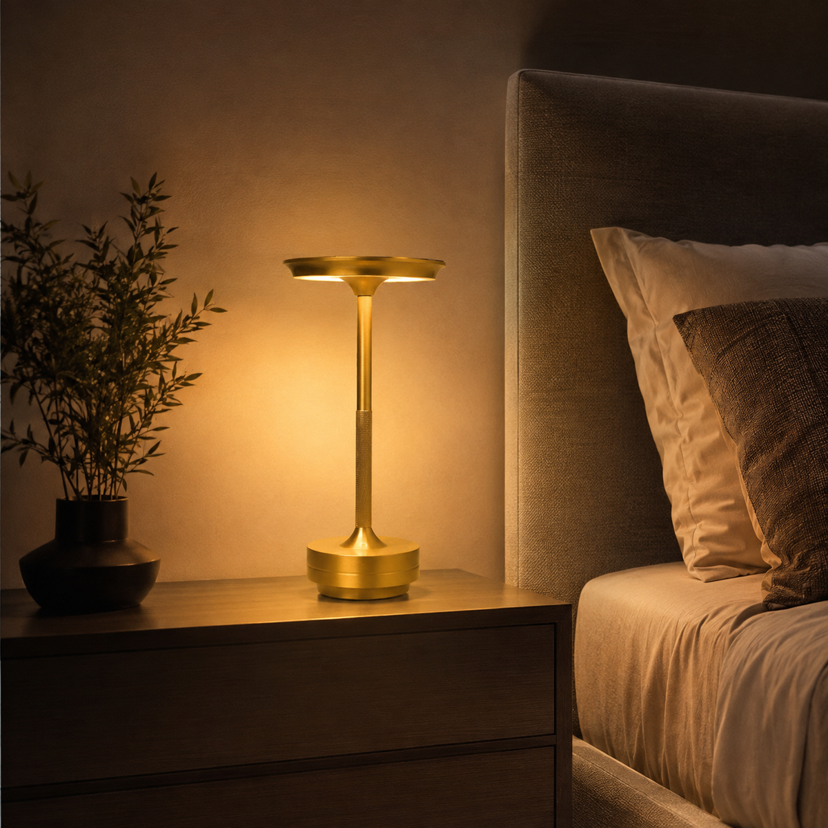 Dimmable Wireless Metallic Table Lamp with Touch Control