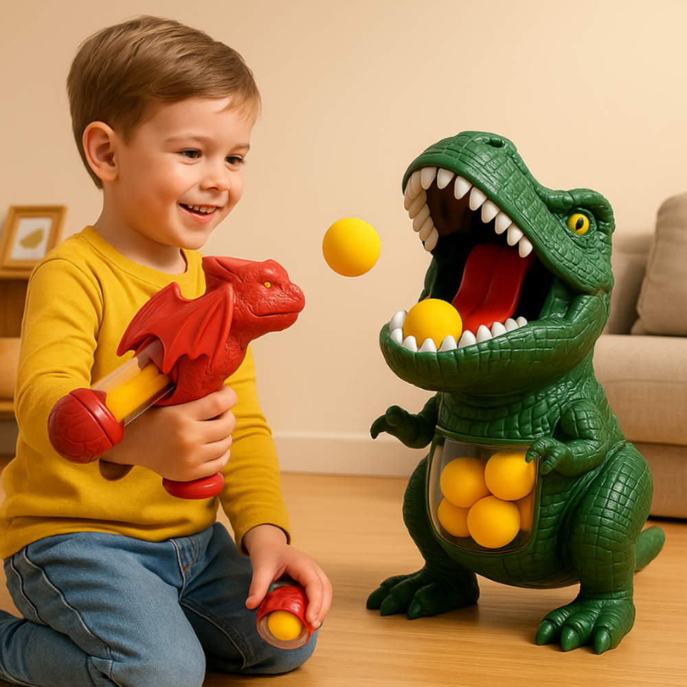 Dinosaur Foam Ball Shooter Toy Set for Kids Interactive Target Game