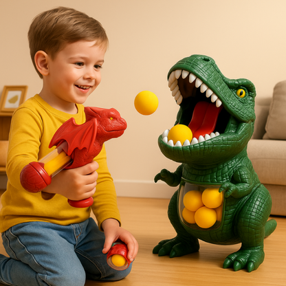 Dinosaur Foam Ball Shooter Toy Set for Kids Interactive Target Game