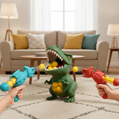Dinosaur Foam Ball Shooter Toy Set for Kids Interactive Target Game