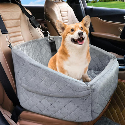 Dog Car Seat with Safety Belt and Storage Pockets for Small Dogs