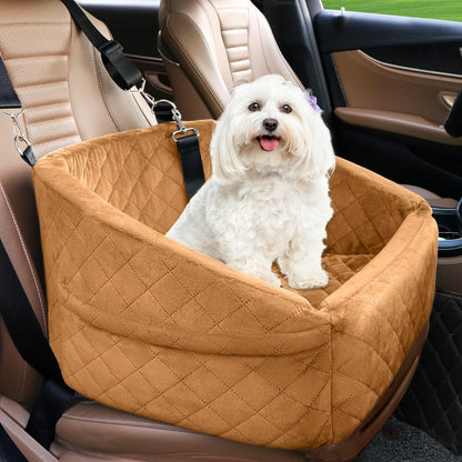 Dog Car Seat with Safety Belt and Storage Pockets for Small Dogs
