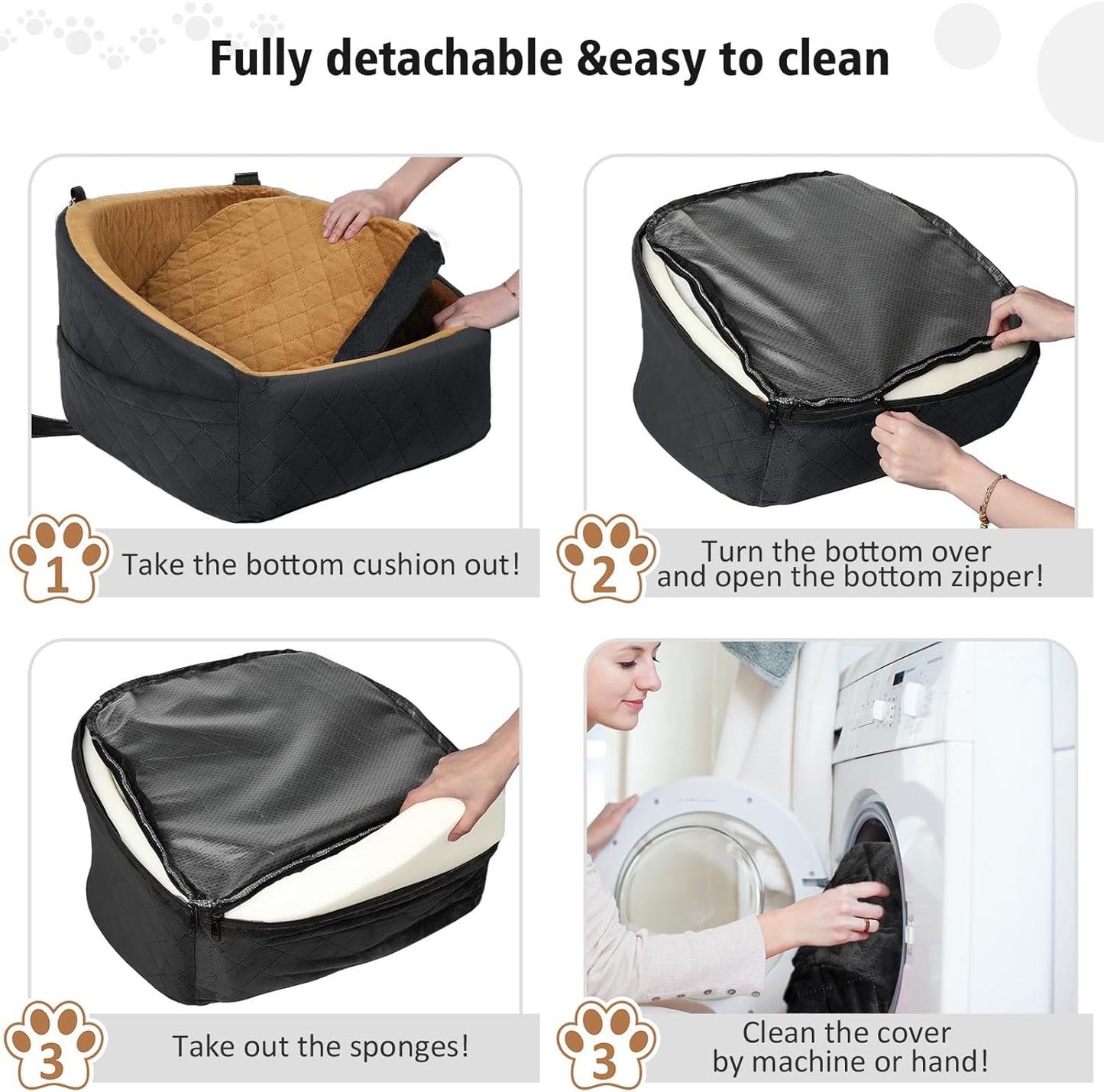 Dog Car Seat with Safety Belt and Storage Pockets for Small Dogs