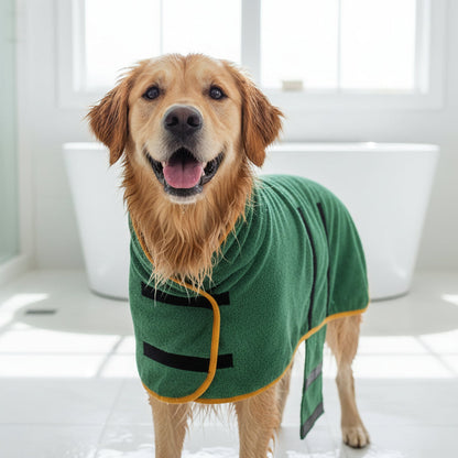 Tørringsovertræk til hund, absorberende badehåndklæde, justerbar pasform