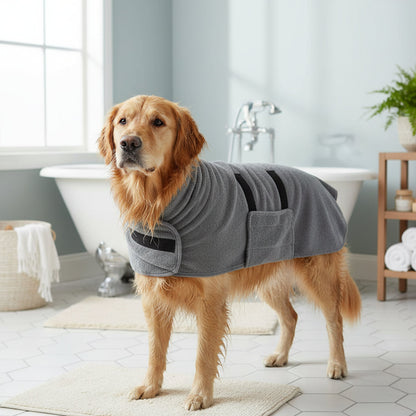 Tørringsovertræk til hund, absorberende badehåndklæde, justerbar pasform