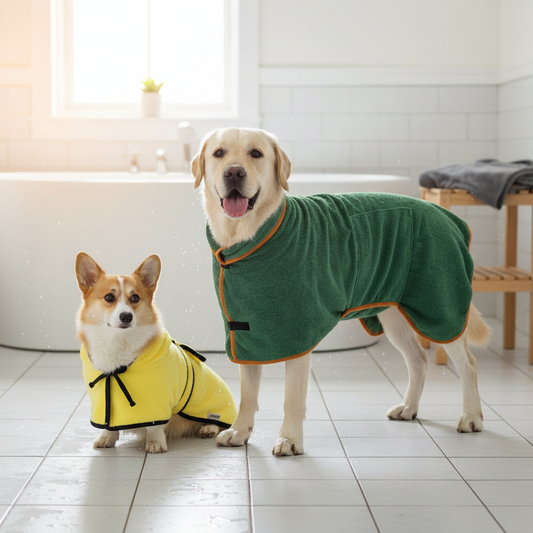 Tørringsovertræk til hund, absorberende badehåndklæde, justerbar pasform