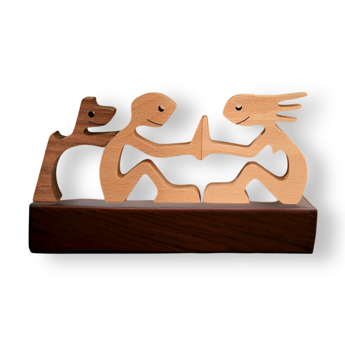 Dog Owner Wooden Sculpture Handmade Pet Bond Decor