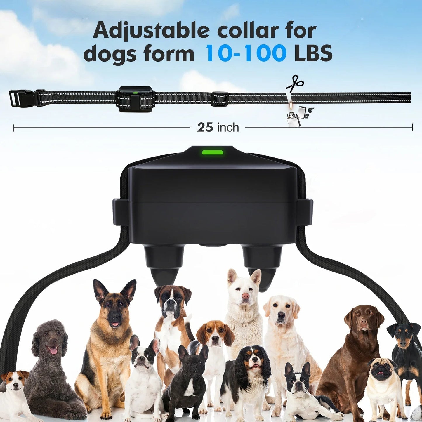 Dog Training Collar Remote Control Anti Bark Waterproof Adjustable