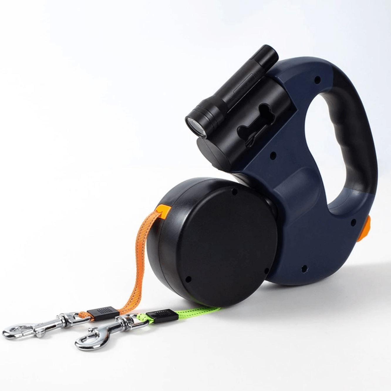 Double Dog Leash Retractable Dual Lead Anti Tangle LED Light