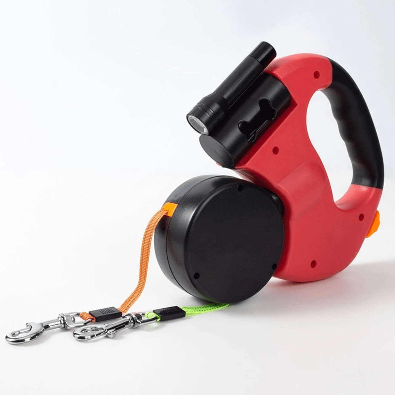 Double Dog Leash Retractable Dual Lead Anti Tangle LED Light