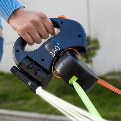 Double Dog Leash Retractable Dual Lead Anti Tangle LED Light