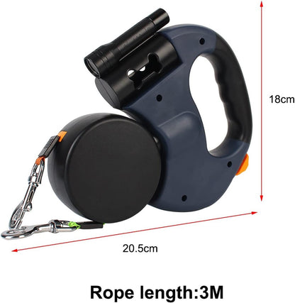 Double Dog Leash Retractable Dual Lead Anti Tangle LED Light