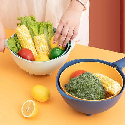 Double Layer Drain Basket Kitchen Dish Drying Organizer