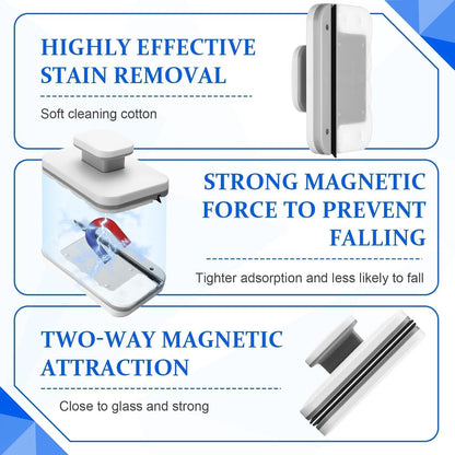 Double-Sided Magnetic Window Cleaner with Safety Rope for Streak-Free Glass