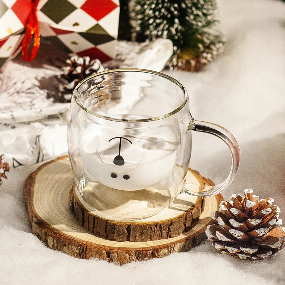 Double Wall Bear Glass Coffee Mug Borosilicate Drink Cup
