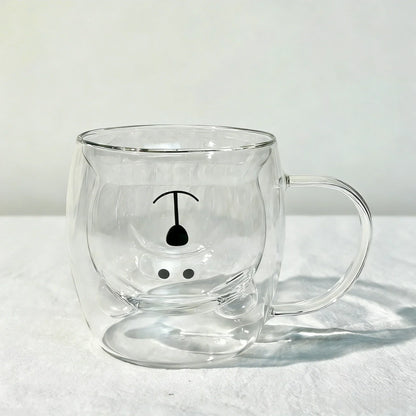 Double Wall Bear Glass Coffee Mug Borosilicate Drink Cup