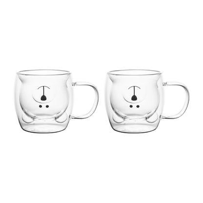 Double Wall Bear Glass Coffee Mug Borosilicate Drink Cup