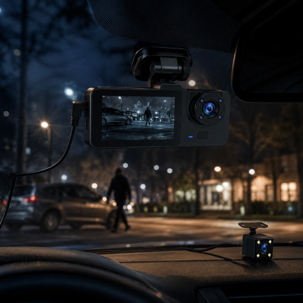 Dual Lens 1080P Dash Camera with 150 Degree Wide Angle Recording