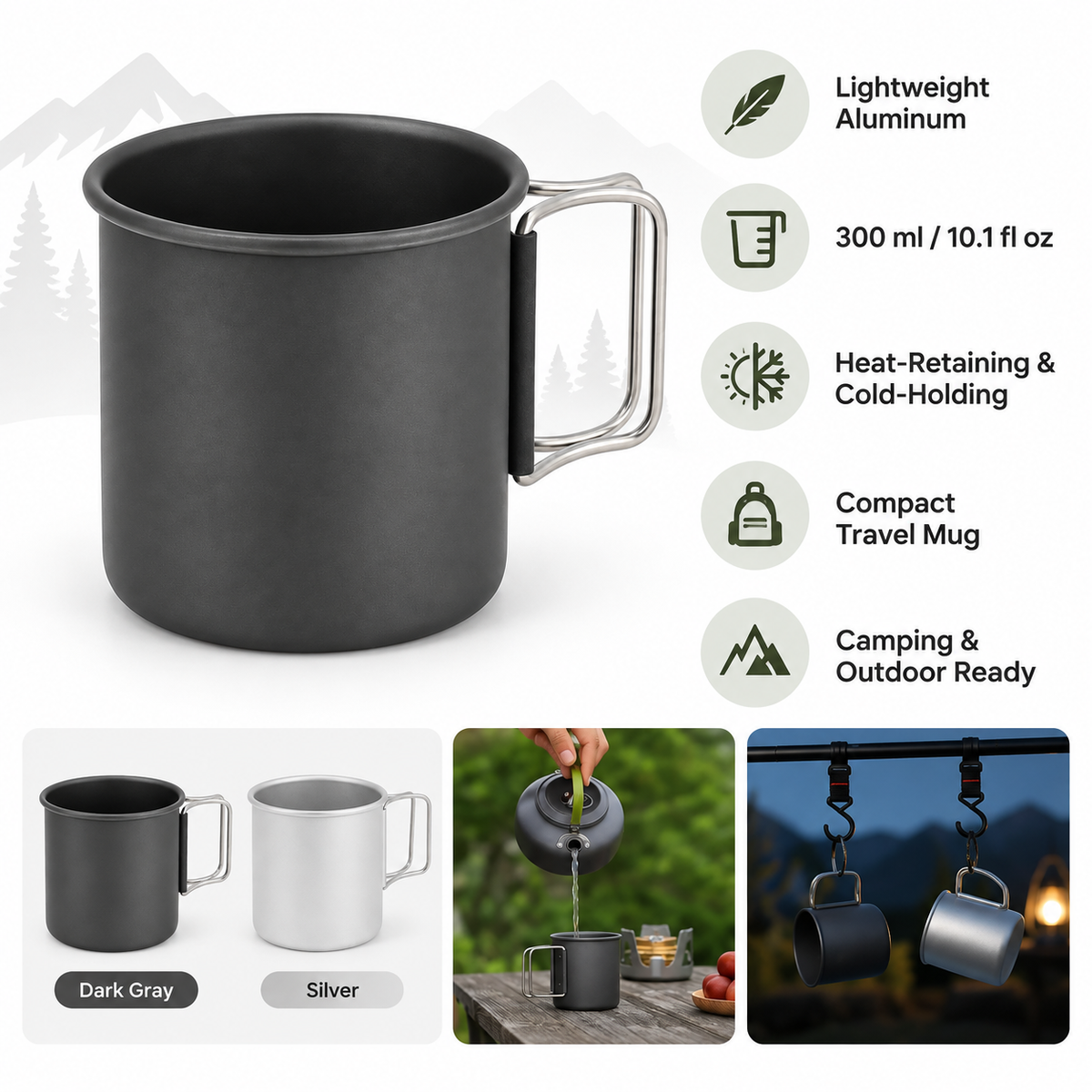 Durable Aluminium Camping Mug with Insulated Design for Outdoor Use
