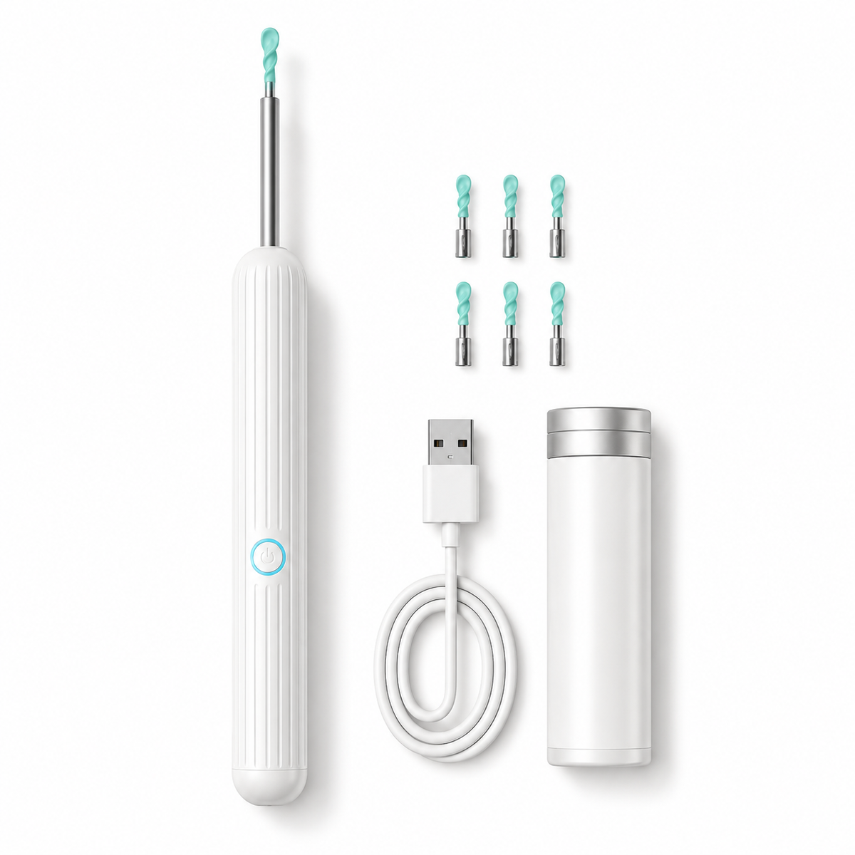 Ear Wax Cleaner Removal Tool with Spiral Silicone Tip and LED Light