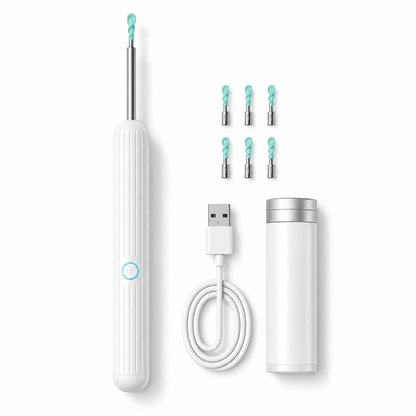 Ear Wax Cleaner Removal Tool with Spiral Silicone Tip and LED Light