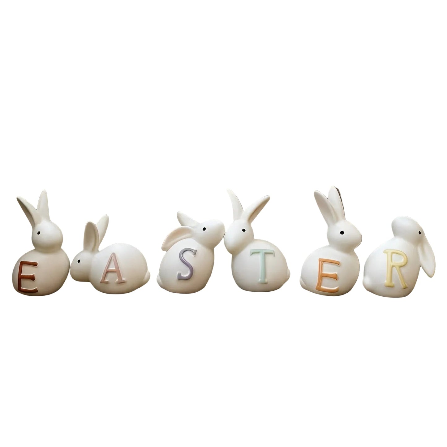 Easter Bunny Figurine Set Spring Home Decoration