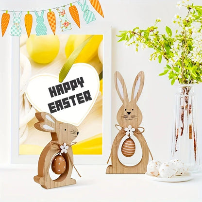 Easter Bunny Table Decor Wooden Ornament Set