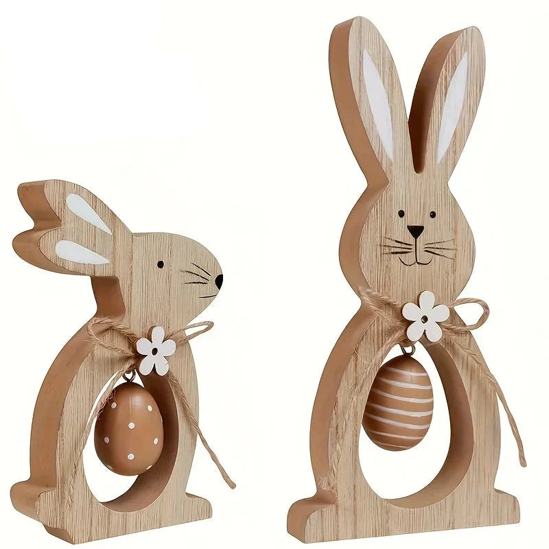 Easter Bunny Table Decor Wooden Ornament Set
