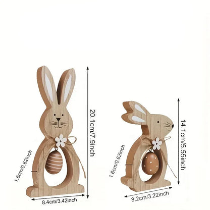 Easter Bunny Table Decor Wooden Ornament Set
