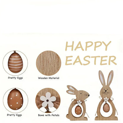 Easter Bunny Table Decor Wooden Ornament Set
