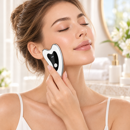 Electric Facial Massager Pen with Red and Blue Light, Thermal and Vibration Therapy