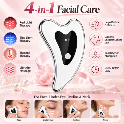 Electric Facial Massager Pen with Red and Blue Light, Thermal and Vibration Therapy