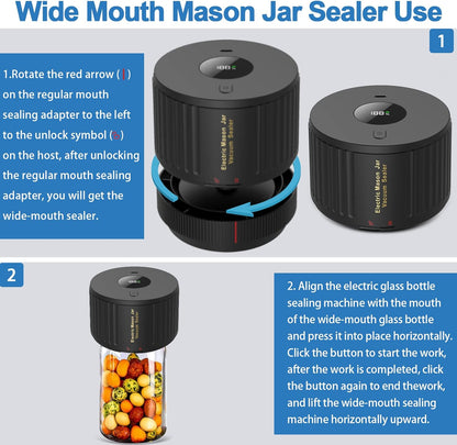 Electric Vacuum Sealer Kit for Mason Jars Wide & Regular Mouth Food Storage