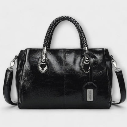 Elegant Leather Duffle Handbag Large Capacity Travel Work Tote Bag