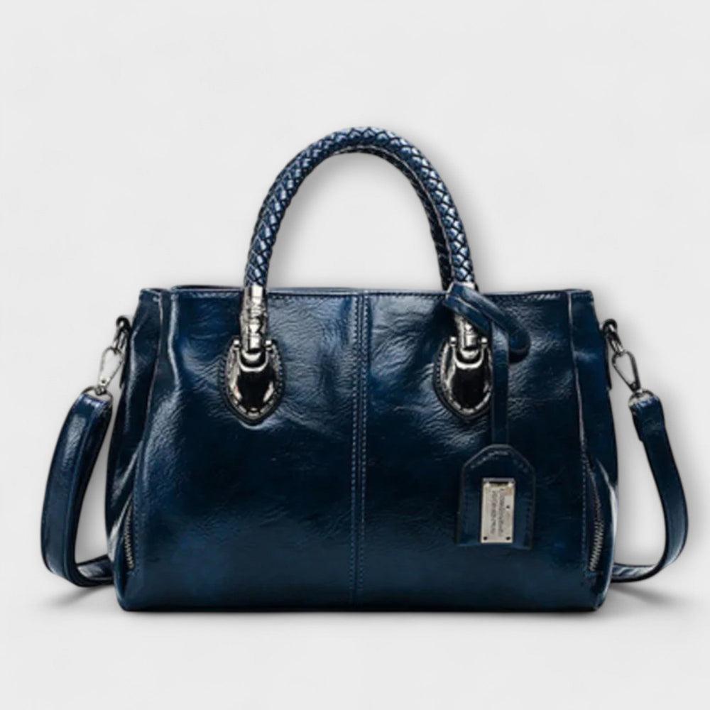 Elegant Leather Duffle Handbag Large Capacity Travel Work Tote Bag