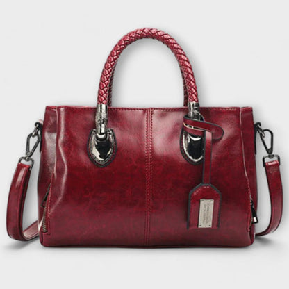 Elegant Leather Duffle Handbag Large Capacity Travel Work Tote Bag