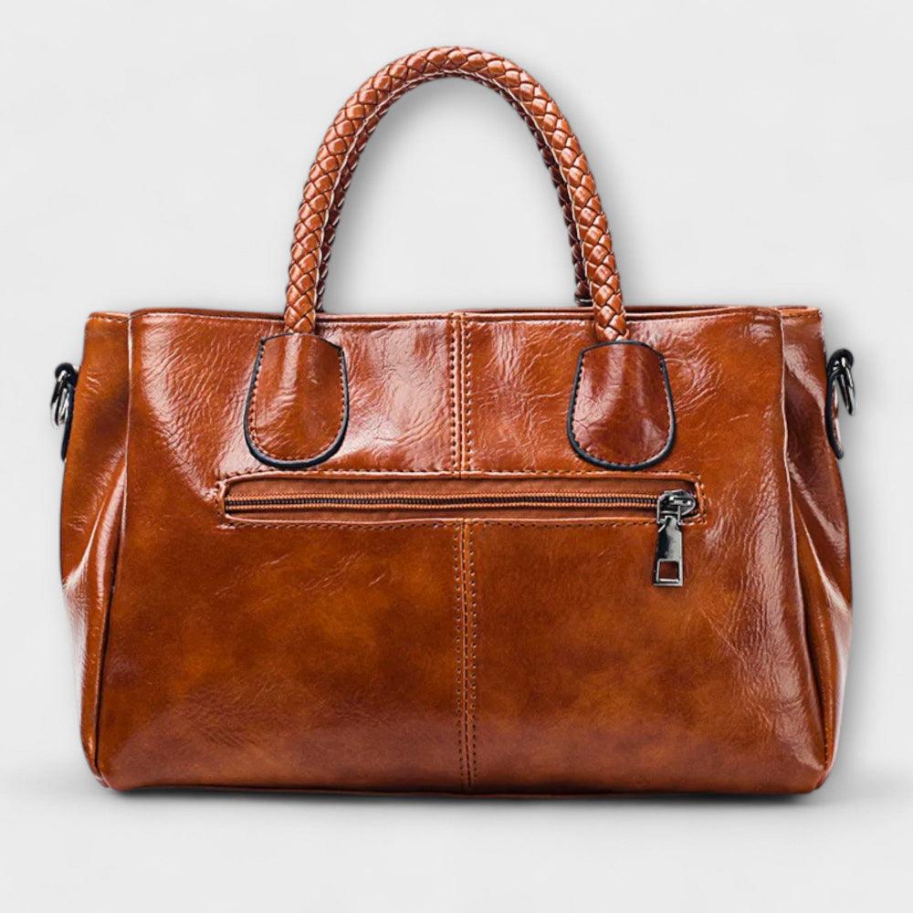 Elegant Leather Duffle Handbag Large Capacity Travel Work Tote Bag