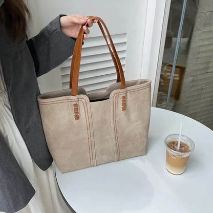 Elegant Leather Tote Handbag Large Capacity Shoulder Bag