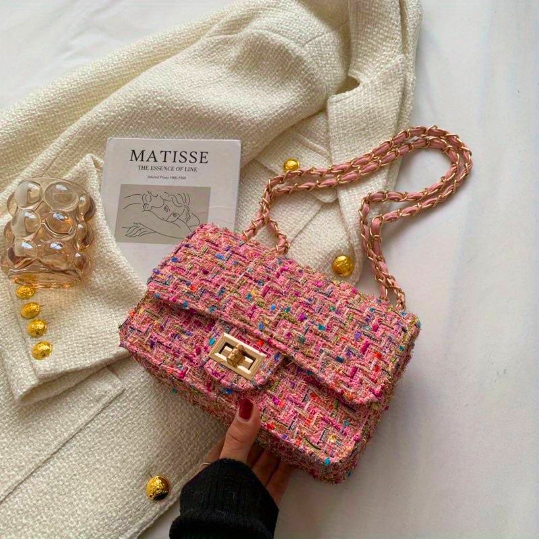 Elegant Tweed Shoulder Bag for Women Everyday Style
