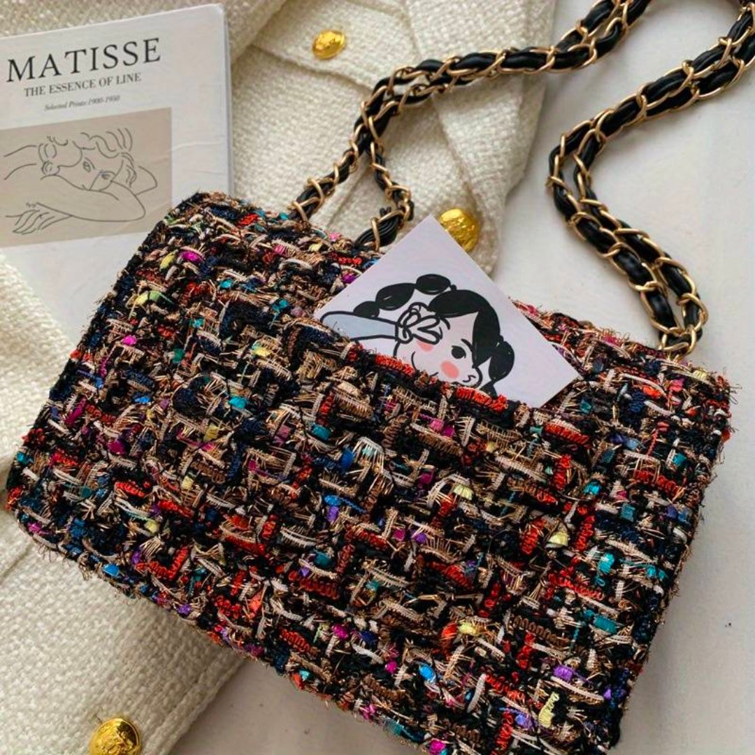 Elegant Tweed Shoulder Bag for Women Everyday Style