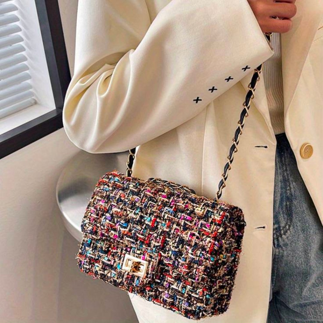 Elegant Tweed Shoulder Bag for Women Everyday Style